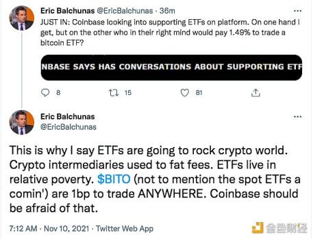 Eric Balchunas：Coinbase考虑在平台上支持ETFs - 屯币呀