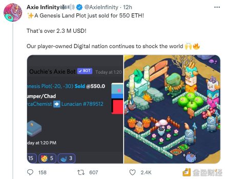 Axie Infinity上的一个虚拟地块以230万美元售出 - 屯币呀