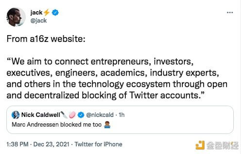 Jack Dorsey：a16z实现其愿景全靠屏蔽推特账户？ - 屯币呀
