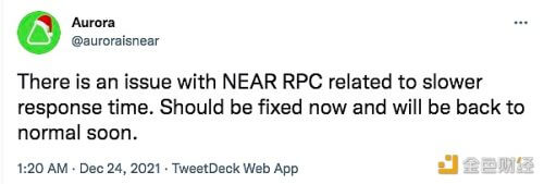 Aurora：NEAR RPC 存在与响应时间较慢相关的问题，现在应该修复 - 屯币呀