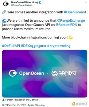 跨链聚合协议OpenOcean宣布集成Fantom链上DEX Rango - 屯币呀