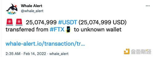 价值约为2500万美元USDT从FTX转移到未知钱包 - 屯币呀