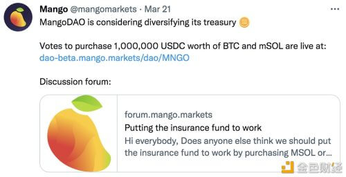 MangoDAO将100万美元的财库资金投资于mSOL代币 - 屯币呀