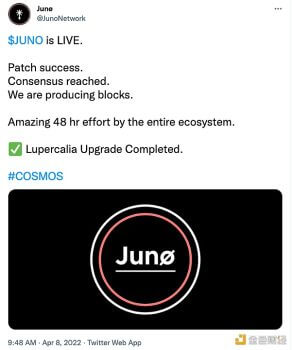 Cosmos生态L1网络Juno宣布主网重新上线 - 屯币呀