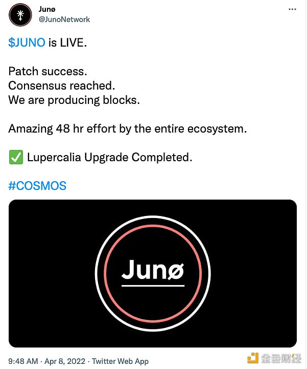 Cosmos生态L1网络Juno宣布主网重新上线 - 屯币呀