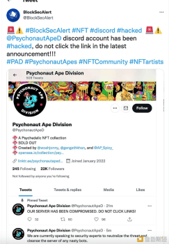 安全团队：Psychedelic NFT的discord遭受攻击 - 屯币呀
