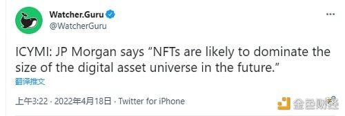 摩根大通：NFT很可能在未来主导数字资产领域的规模 - 屯币呀