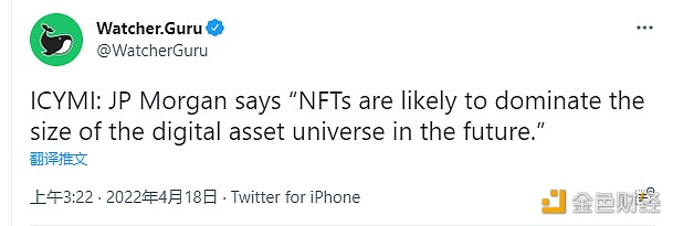 摩根大通：NFT很可能在未来主导数字资产领域的规模 - 屯币呀