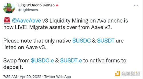 Avalanche上Aave V3已启动流动性挖矿 - 屯币呀