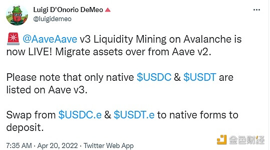Avalanche上Aave V3已启动流动性挖矿 - 屯币呀