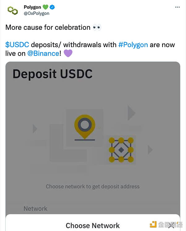 币安交易所现已支持Polygon链上USDC的存取款服务 - 屯币呀