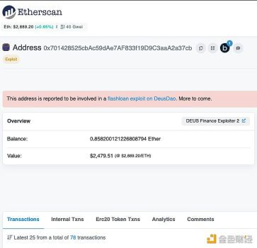 安全团队：DEUS Finance攻击者已将5446枚ETH转移至Tornado Cash - 屯币呀