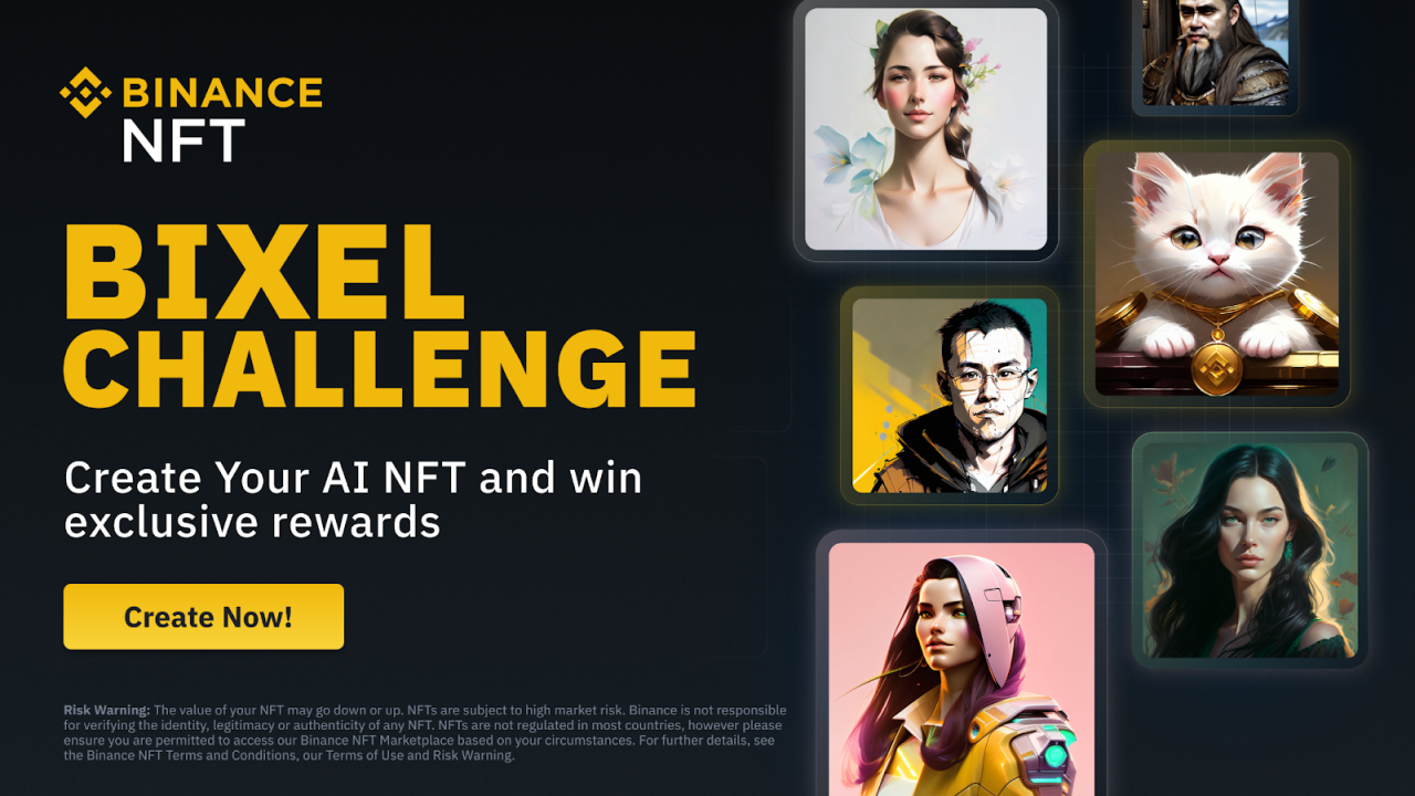 币安Bixel:参加AI NFT生成器挑战赛,赚取BNB - 屯币呀